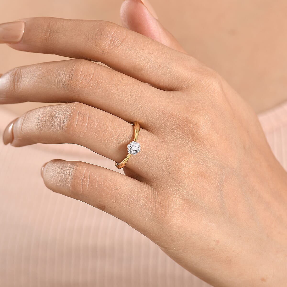 Luxuriant Lab Grown Diamond G-H SI 0.20 ctw Ring in 18K Vermeil Yellow Gold Over Sterling Silver (Size 6.5) image number 2