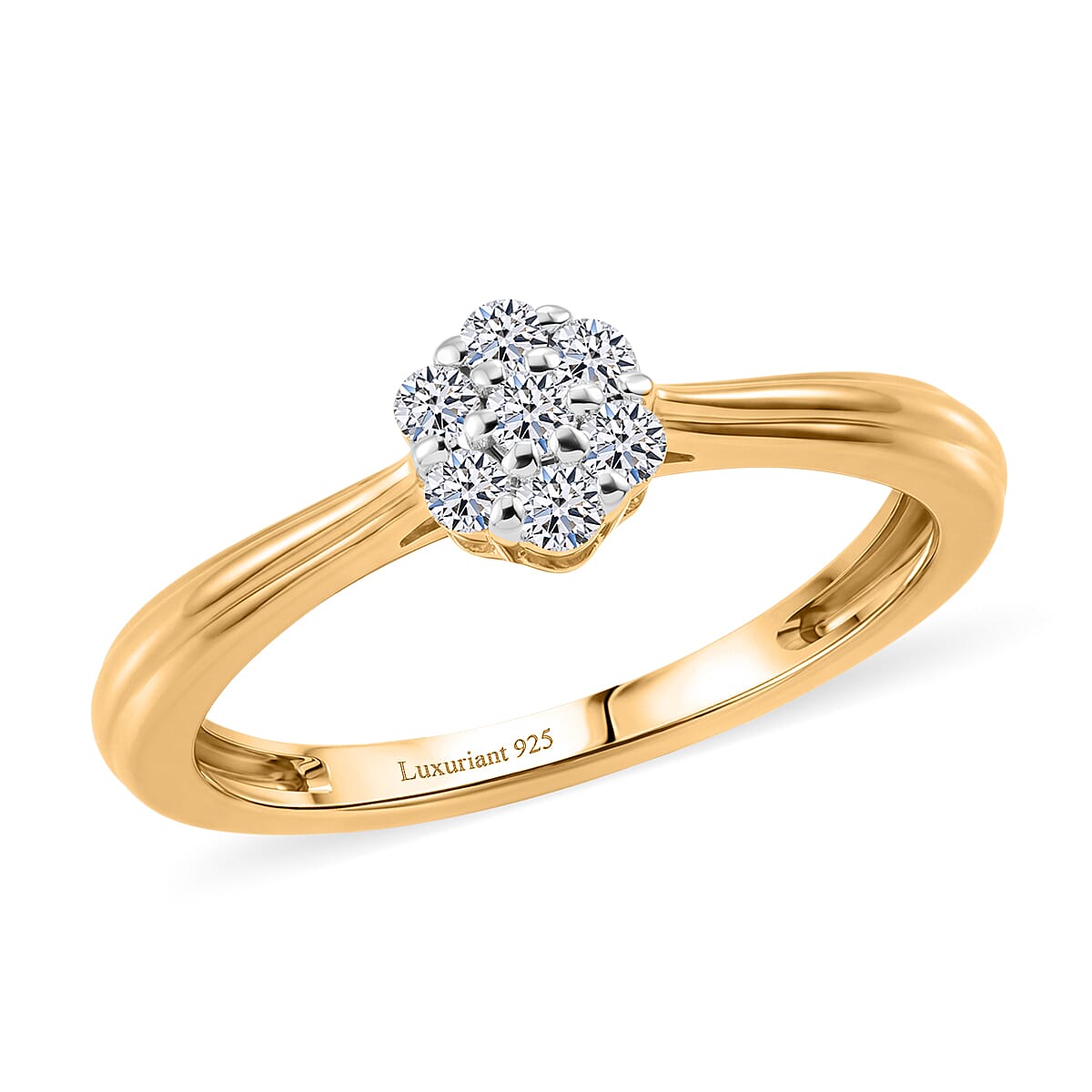 Luxuriant Lab Grown Diamond G-H SI 0.20 ctw Ring in 18K Vermeil Yellow Gold Over Sterling Silver (Size 6.5) image number 3