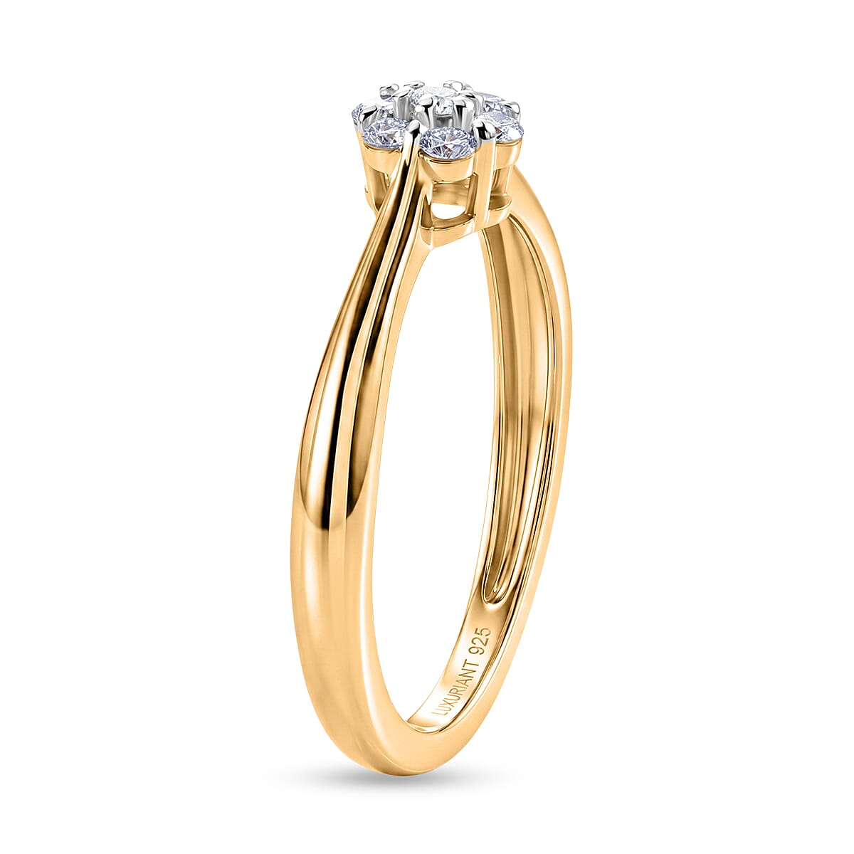Luxuriant Lab Grown Diamond G-H SI 0.20 ctw Ring in 18K Vermeil Yellow Gold Over Sterling Silver (Size 6.5) image number 4
