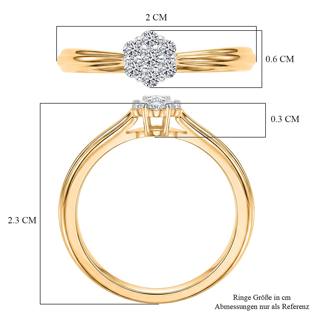 Luxuriant Lab Grown Diamond G-H SI 0.20 ctw Ring in 18K Vermeil Yellow Gold Over Sterling Silver (Size 6.5) image number 6