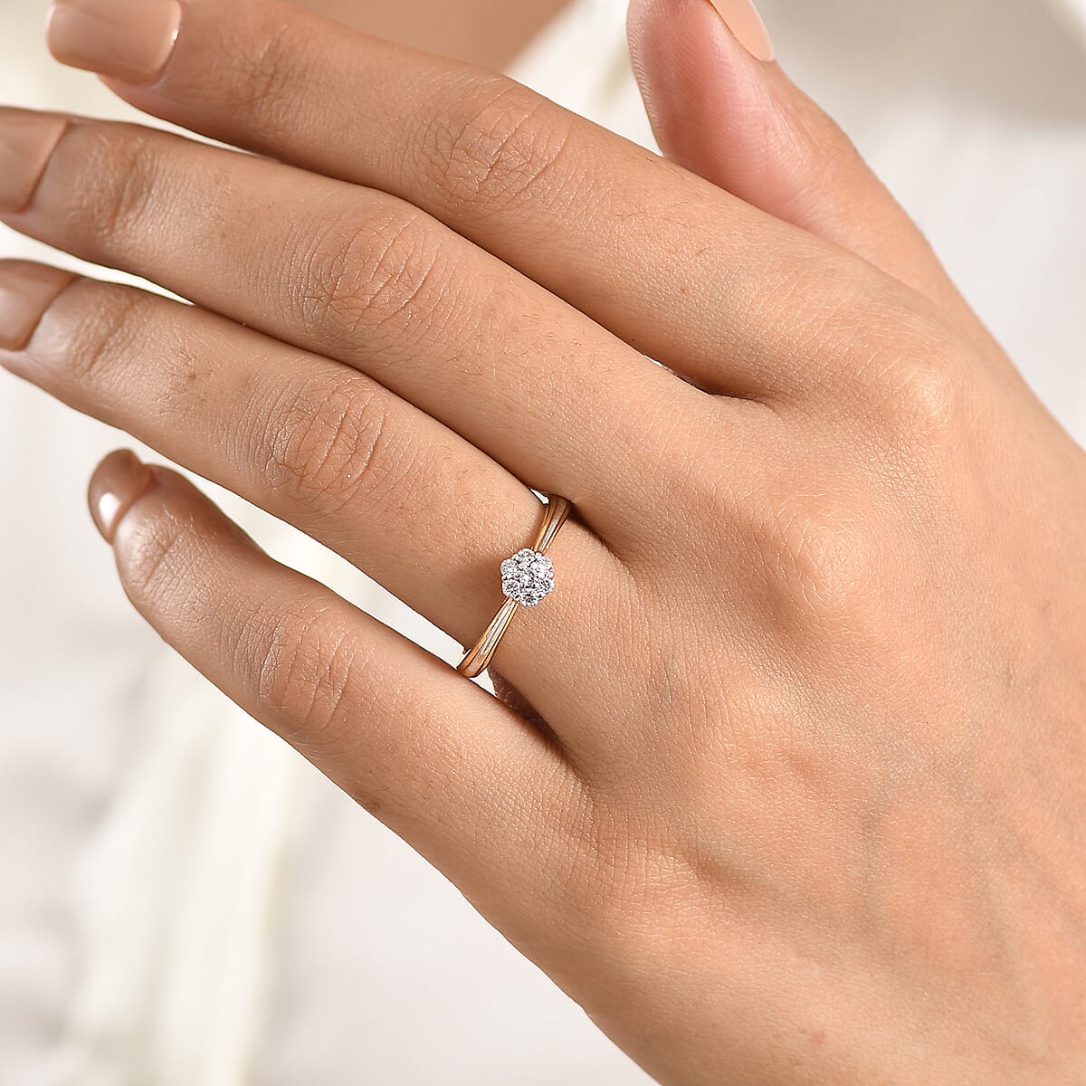 Luxuriant Lab Grown Diamond G-H SI 0.20 ctw Ring in 18K Vermeil YG and Rhodium Over Sterling Silver (Size 6.5) image number 2