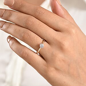 Luxuriant Lab Grown Diamond G-H SI 0.20 ctw Ring in 18K Vermeil YG and Rhodium Over Sterling Silver (Size 6.5)