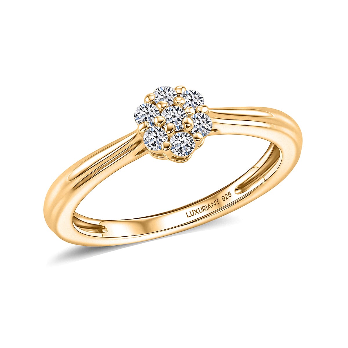 Luxuriant Lab Grown Diamond G-H SI 0.20 ctw Ring in 18K Vermeil YG and Rhodium Over Sterling Silver (Size 6.5) image number 3