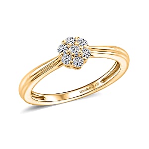 Luxuriant Lab Grown Diamond G-H SI 0.20 ctw Ring in 18K Vermeil YG and Rhodium Over Sterling Silver (Size 6.5)