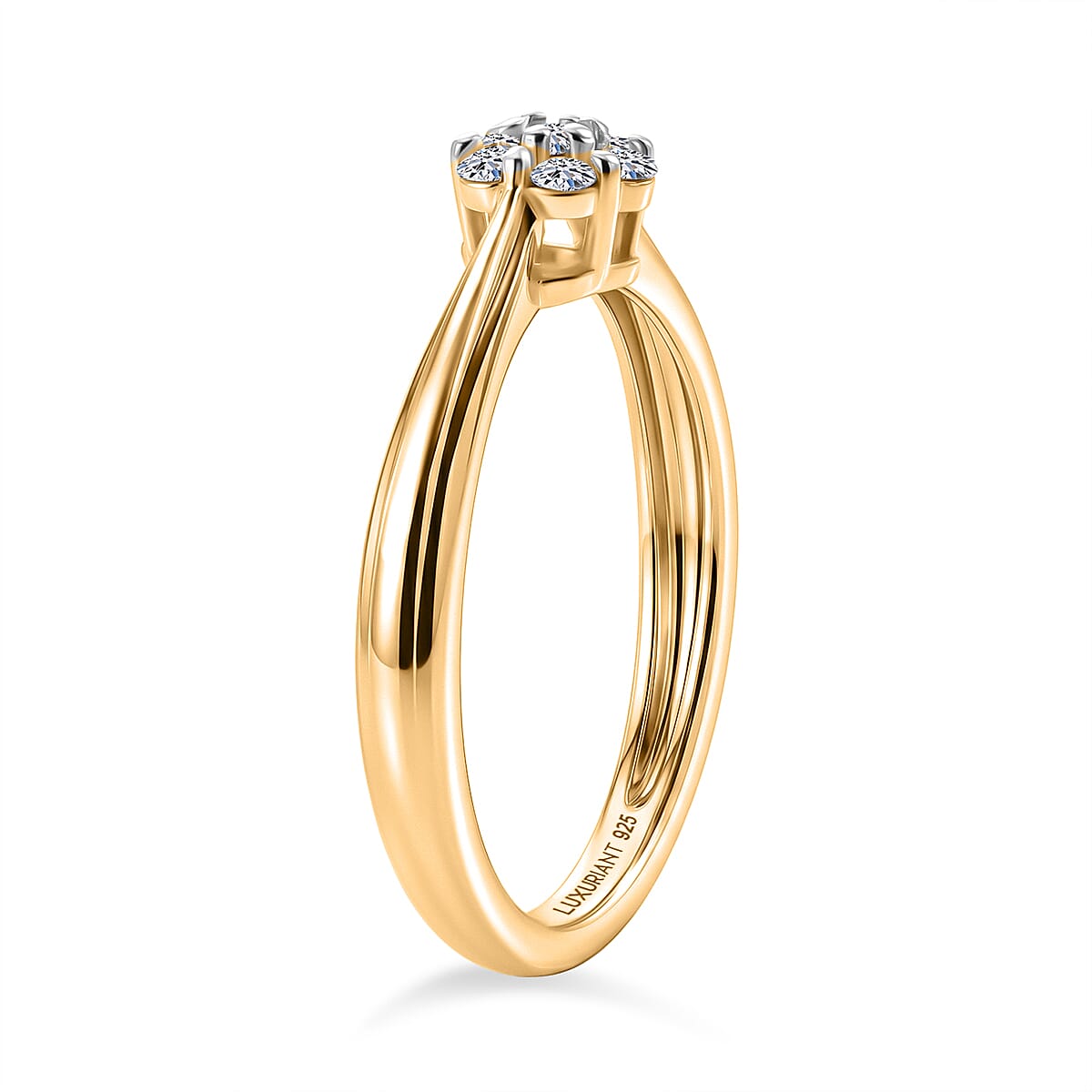 Luxuriant Lab Grown Diamond G-H SI 0.20 ctw Ring in 18K Vermeil YG and Rhodium Over Sterling Silver (Size 6.5) image number 4