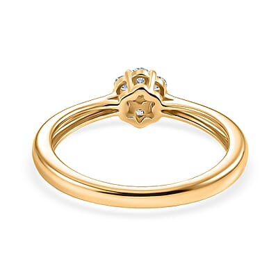 Luxuriant Lab Grown Diamond G-H SI 0.20 ctw Ring in 18K Vermeil YG and Rhodium Over Sterling Silver (Size 6.5)