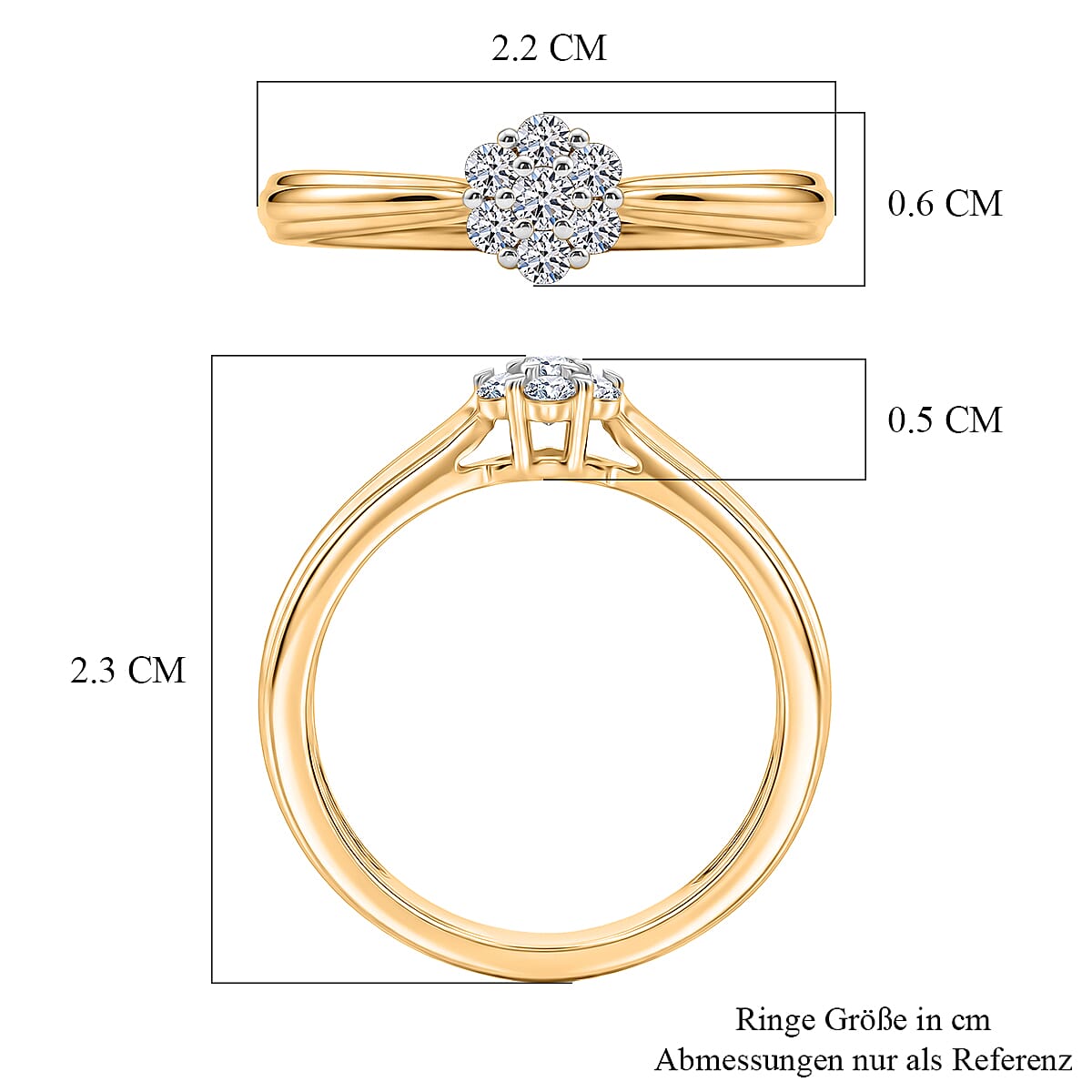 Luxuriant Lab Grown Diamond G-H SI 0.20 ctw Ring in 18K Vermeil YG and Rhodium Over Sterling Silver (Size 6.5) image number 6