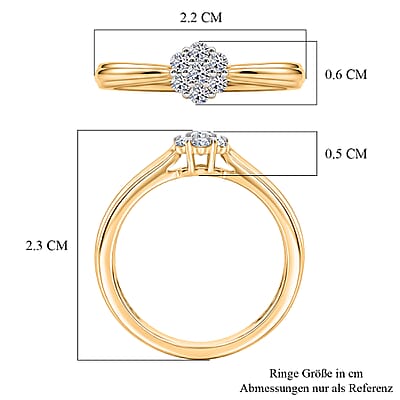 Luxuriant Lab Grown Diamond G-H SI 0.20 ctw Ring in 18K Vermeil YG and Rhodium Over Sterling Silver (Size 6.5)