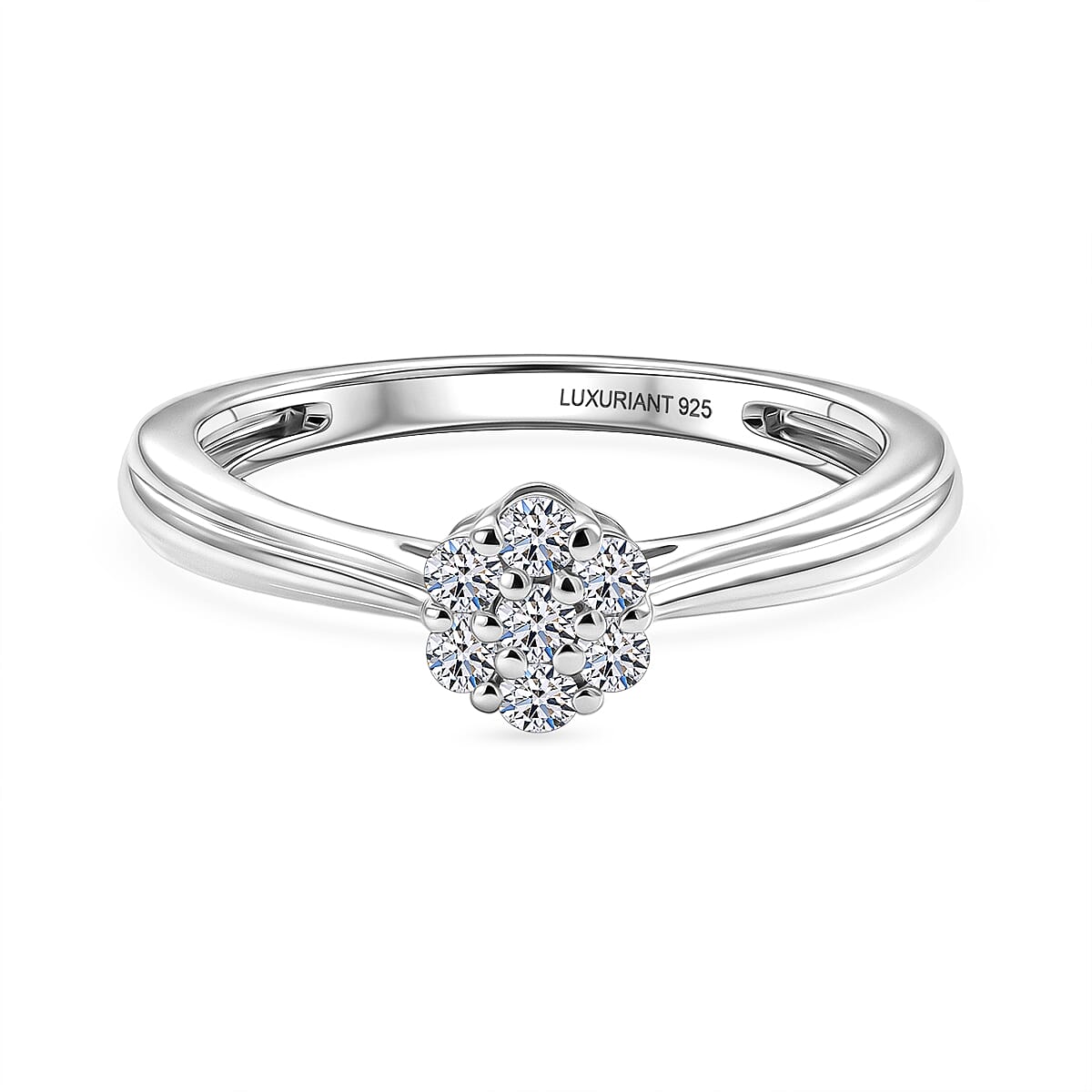 Luxuriant Lab Grown Diamond G-H SI 0.20 ctw Ring in Rhodium Over Sterling Silver (Size 6.5)