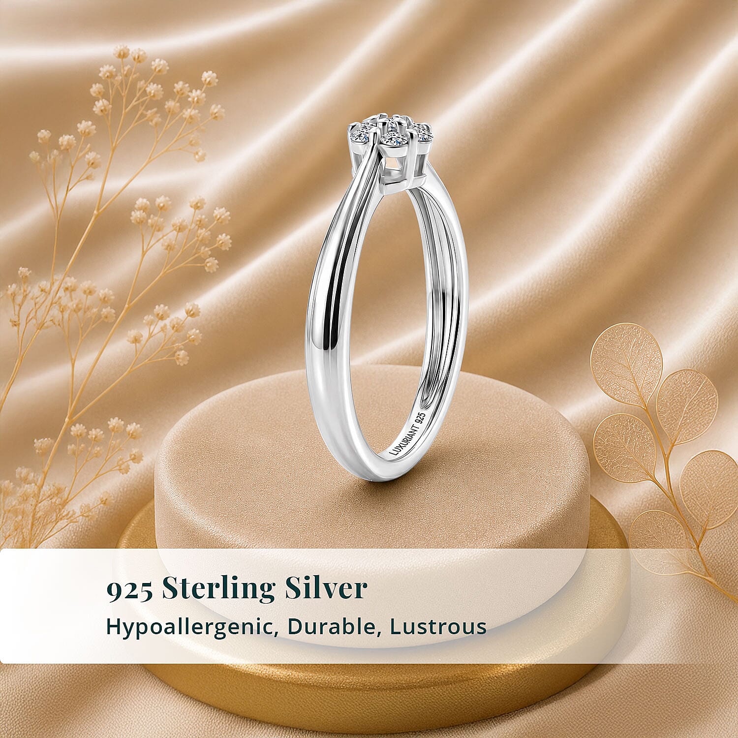 Luxuriant Lab Grown Diamond G-H SI 0.20 ctw Ring in Rhodium Over Sterling Silver (Size 6.5)