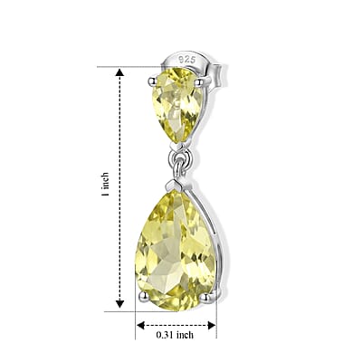 EverTrue Green Gold Quartz 7.15 ctw Earrings in Platinum Bond
