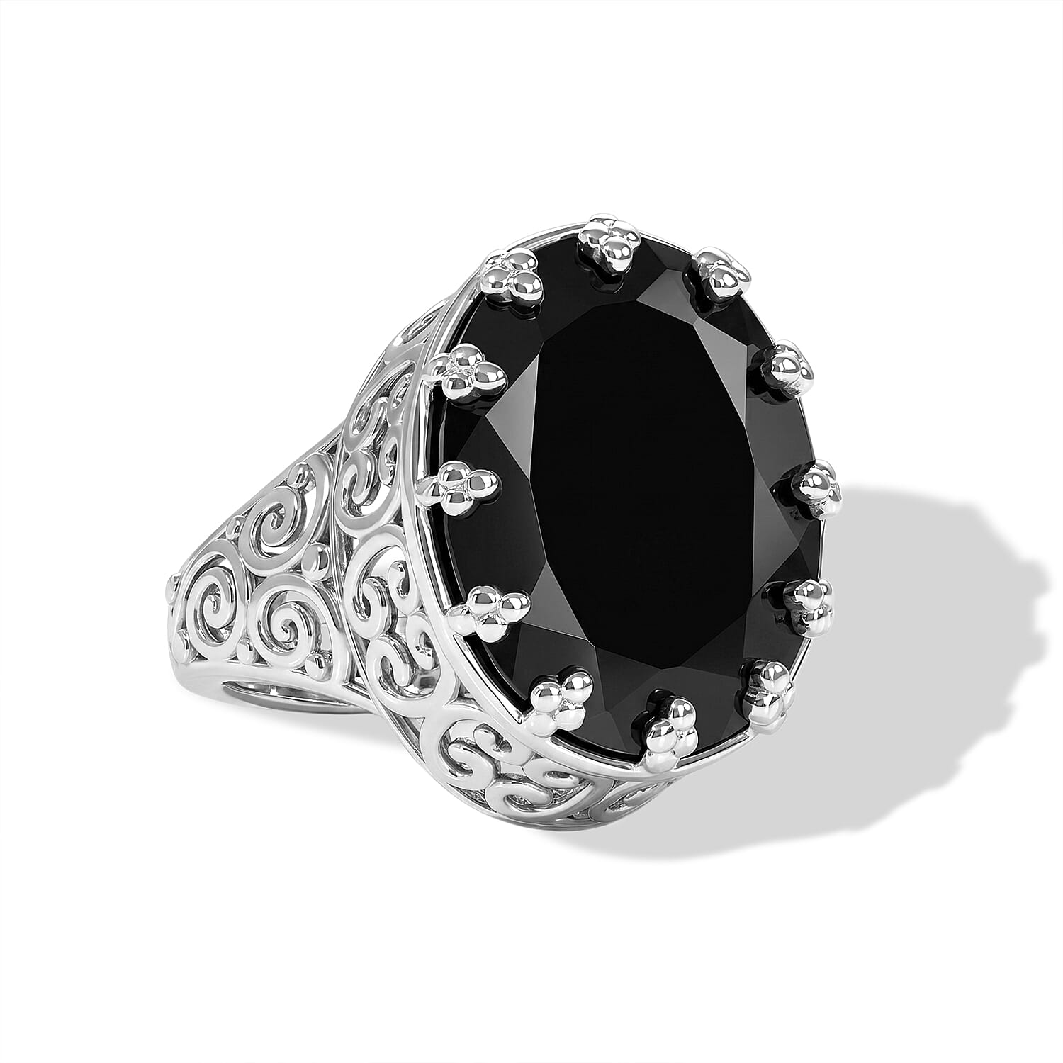 EverTrue Thai Black Spinel 18.00 ctw Ring in Platinum Bond (Size 10.0)