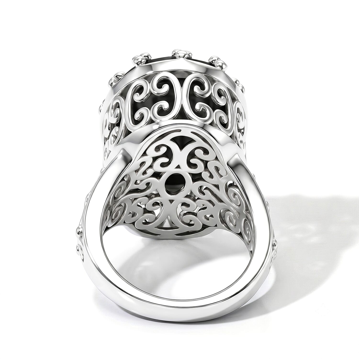 EverTrue Thai Black Spinel 18.00 ctw Ring in Platinum Bond (Size 6.0)