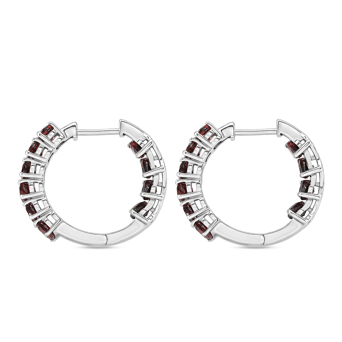EverTrue Raspberry Zircon 6.80 ctw Hoop Earrings in Platinum Bond