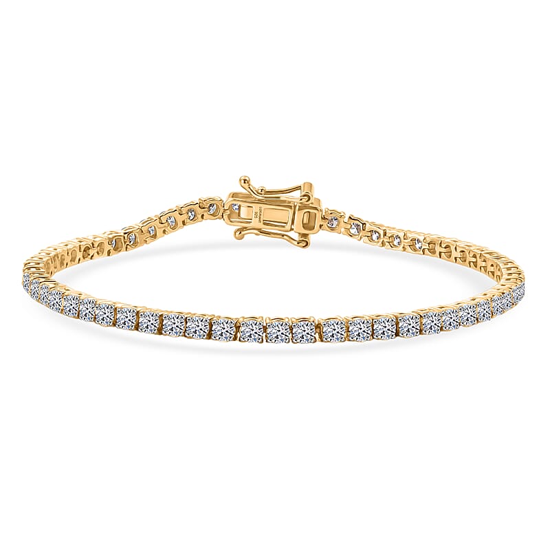 Luxuriant Lab Grown Diamond VS 3.50 ctw Tennis Bracelet in 18K Vermeil Yellow Gold Over Sterling Silver (6.50 In)