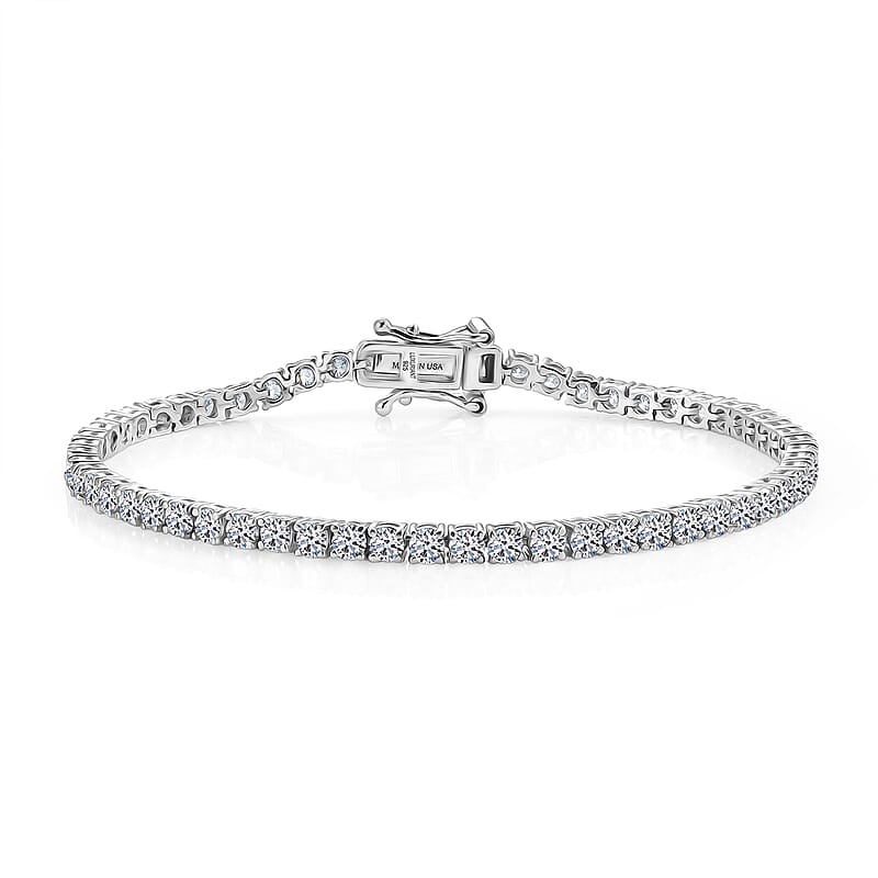 Luxuriant Lab Grown Diamond G VS 3.50 ctw Tennis Bracelet in Rhodium Over Sterling Silver (6.50 In)