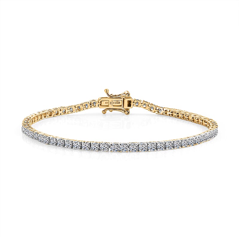 Luxuriant Lab Grown Diamond G VS 4.00 ctw Tennis Bracelet in 18K Vermeil Yellow Gold Over Sterling Silver (7.25 In)