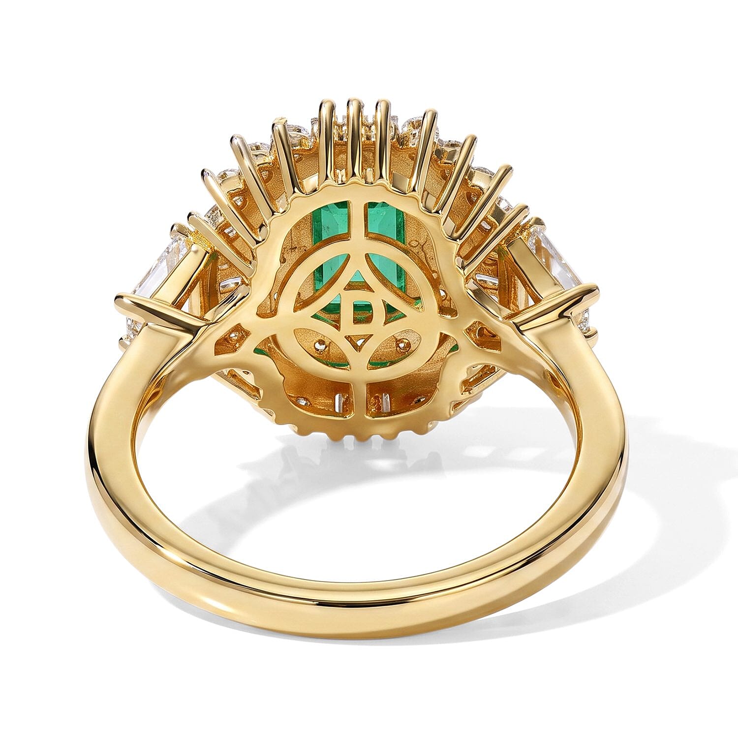 D'Joy Kagem Zambian Emerald and Multi Gemstone 2.00 ctw Crown Halo Ring in 18K Vermeil Yellow Gold Over Sterling Silver (Size 10.0)