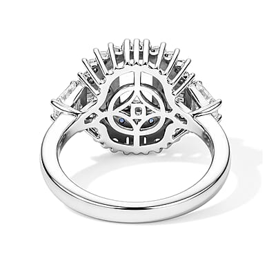D'Joy Premium Santa Maria Aquamarine and Multi Gemstone 1.85 ctw Ring in Rhodium Over Sterling Silver (Size 10.0)