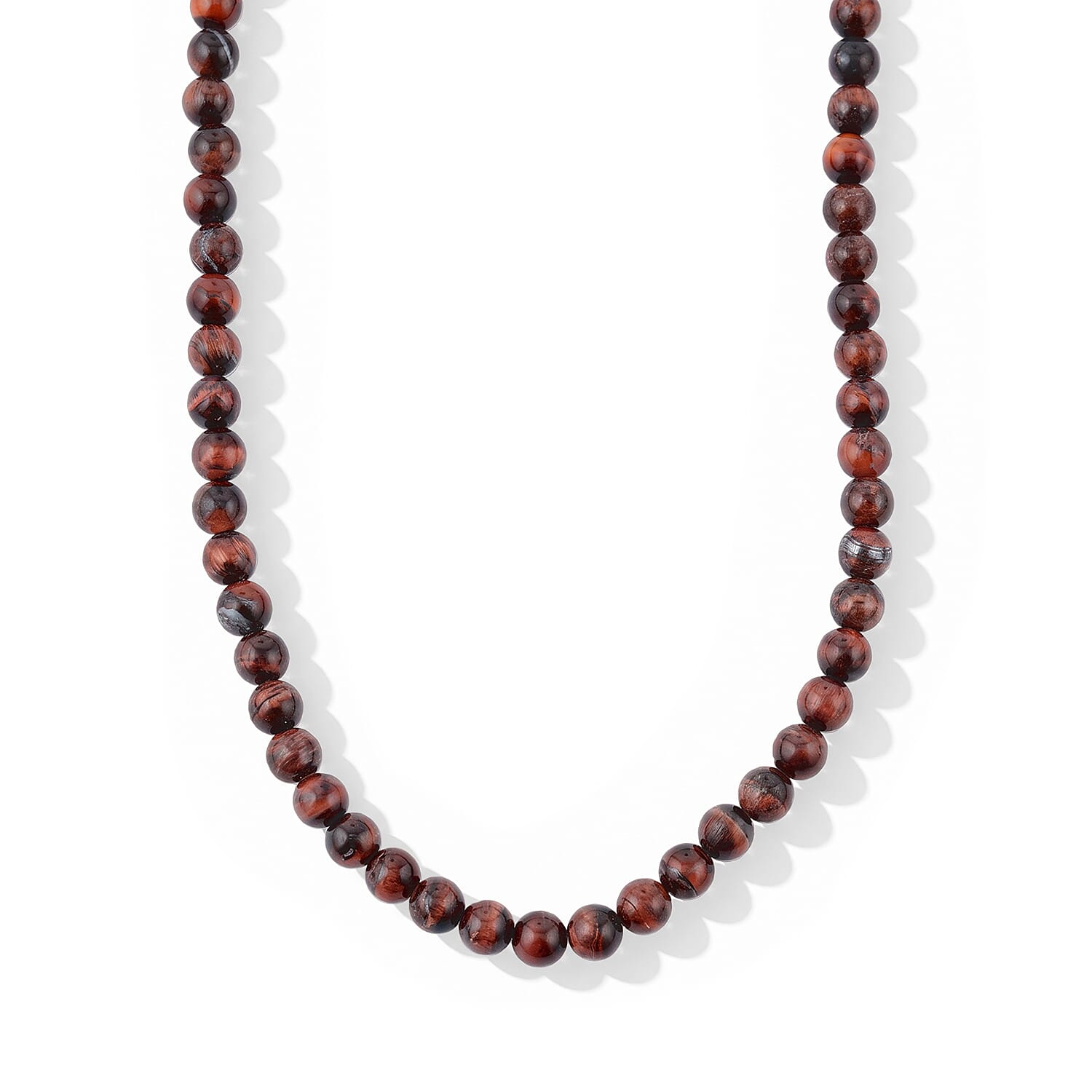 GCS Red Tiger Eye Round 6-6.5mm Beaded Strand 15.5-16 in Length 113.13 ctw