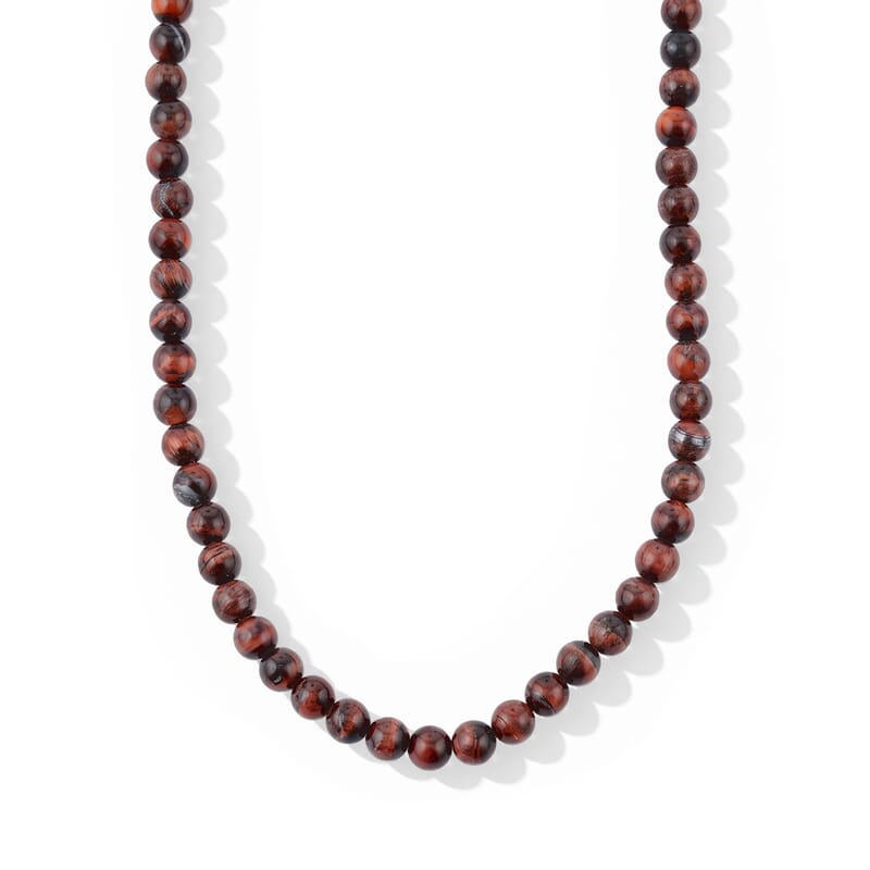 GCS Red Tiger Eye Round 6-6.5mm Beaded Strand 15.5-16 in Length 113.13 ctw