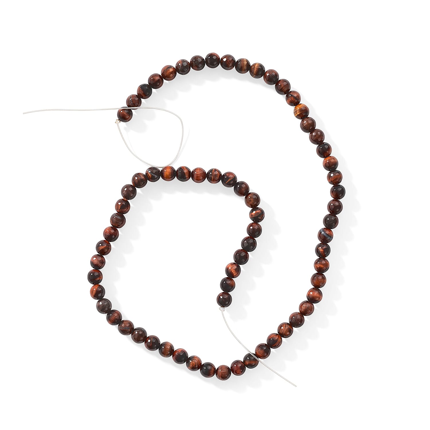 GCS Red Tiger Eye Round 6-6.5mm Beaded Strand 15.5-16 in Length 113.13 ctw