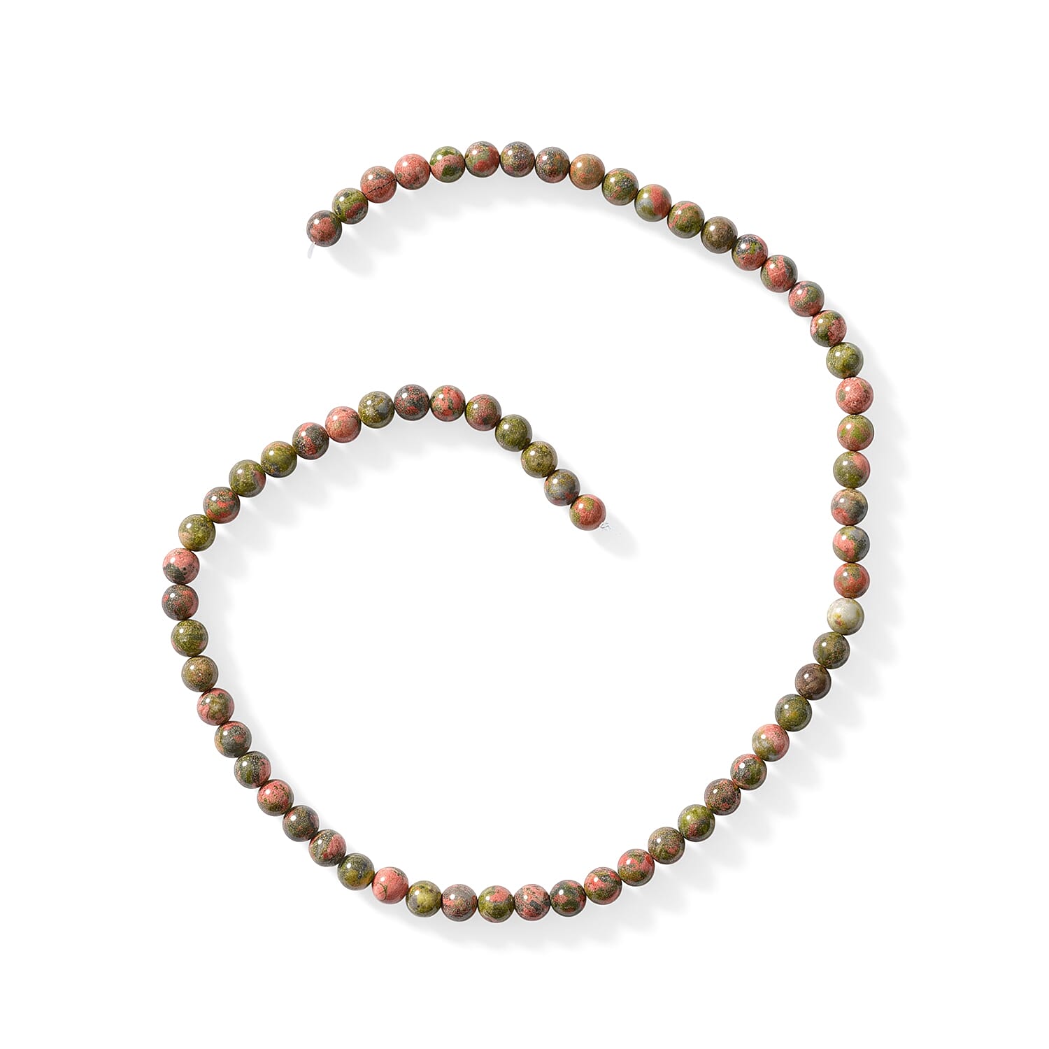 GCS Unakite Round 6-6.5mm Beaded Strand 15.5-16 in Length 90.68 ctw