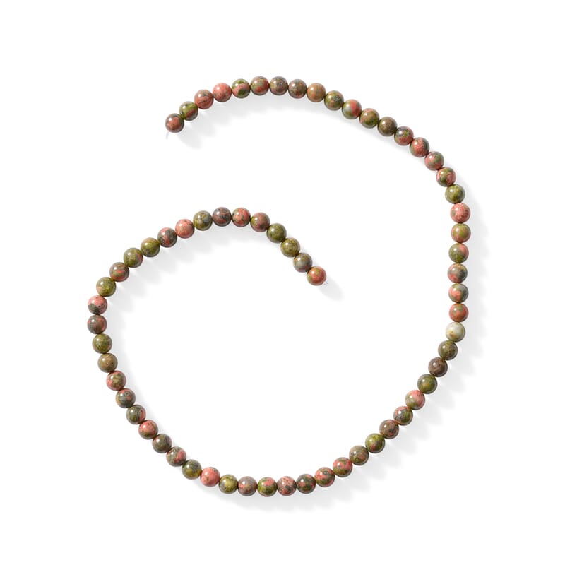 GCS Unakite Round 6-6.5mm Beaded Strand 15.5-16 in Length 90.68 ctw
