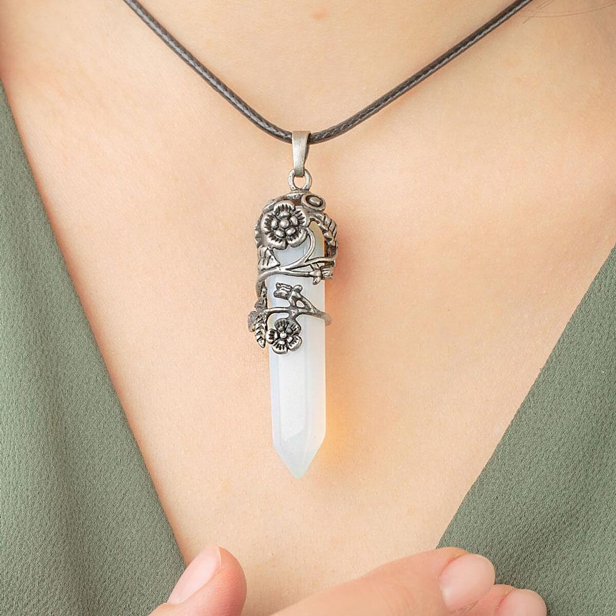 Crystal Flower Hexagon Necklace image number 2