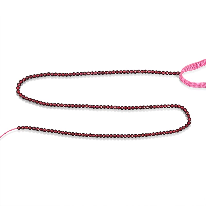 GCS 2.5mm Rhodolite Garnet 17.45 ctw Faceted Round Beaded Strand (12 Inches)