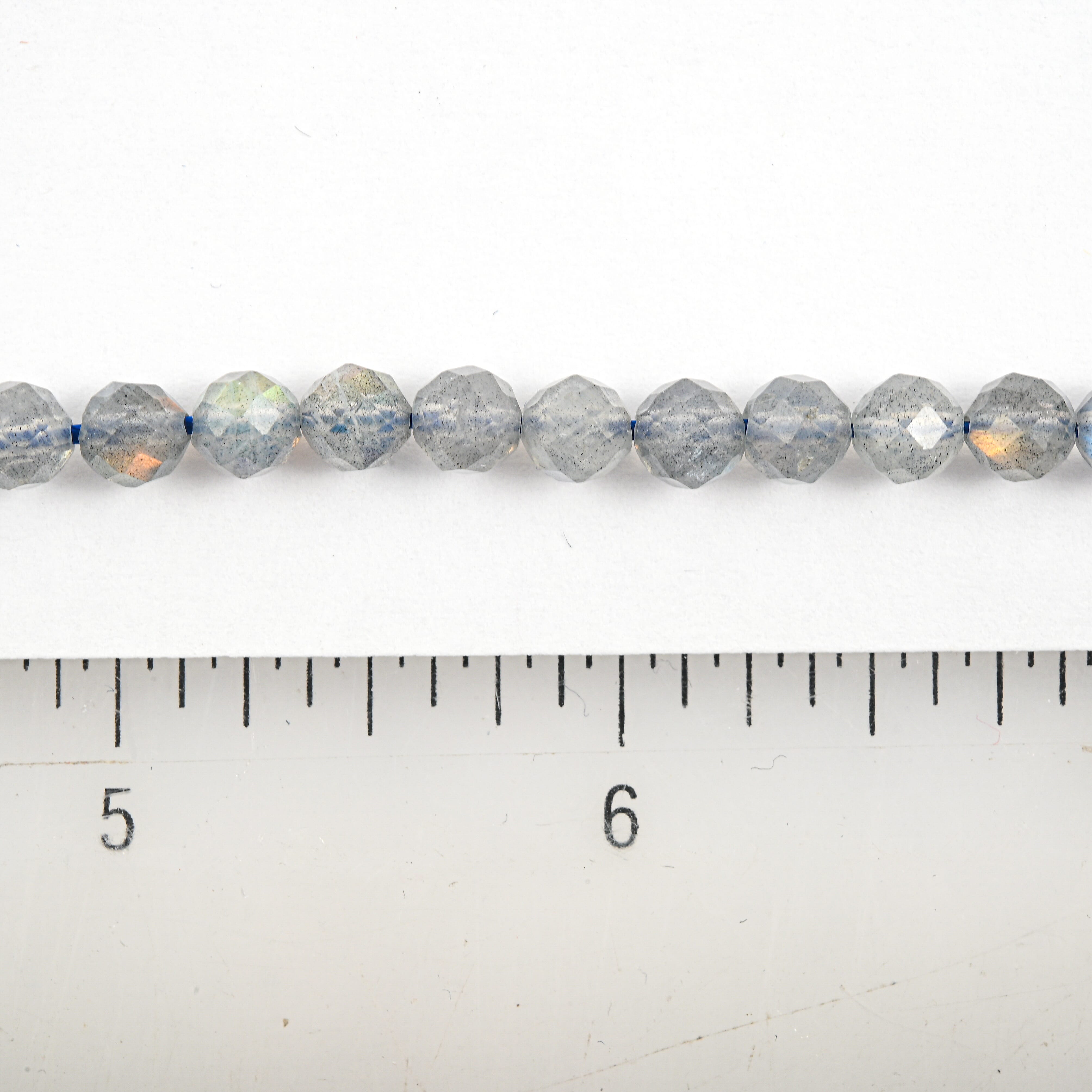 GCS 5mm Faceted Round Labradorite Beaded Strand (15 Inches) 69.75 ctw