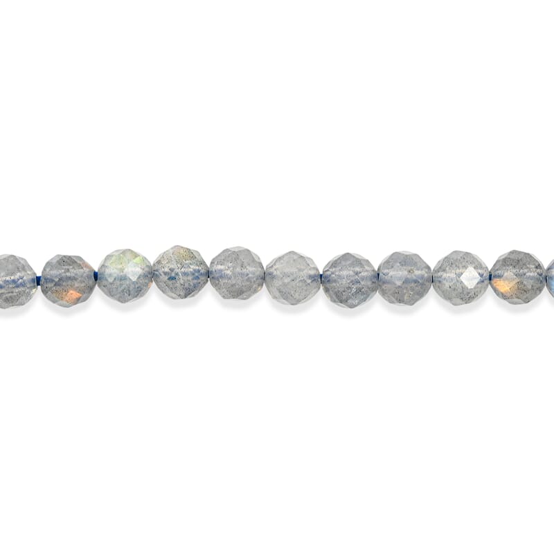 GCS 5mm Faceted Round Labradorite 69.75 ctw Beaded Strand 15 Inches
