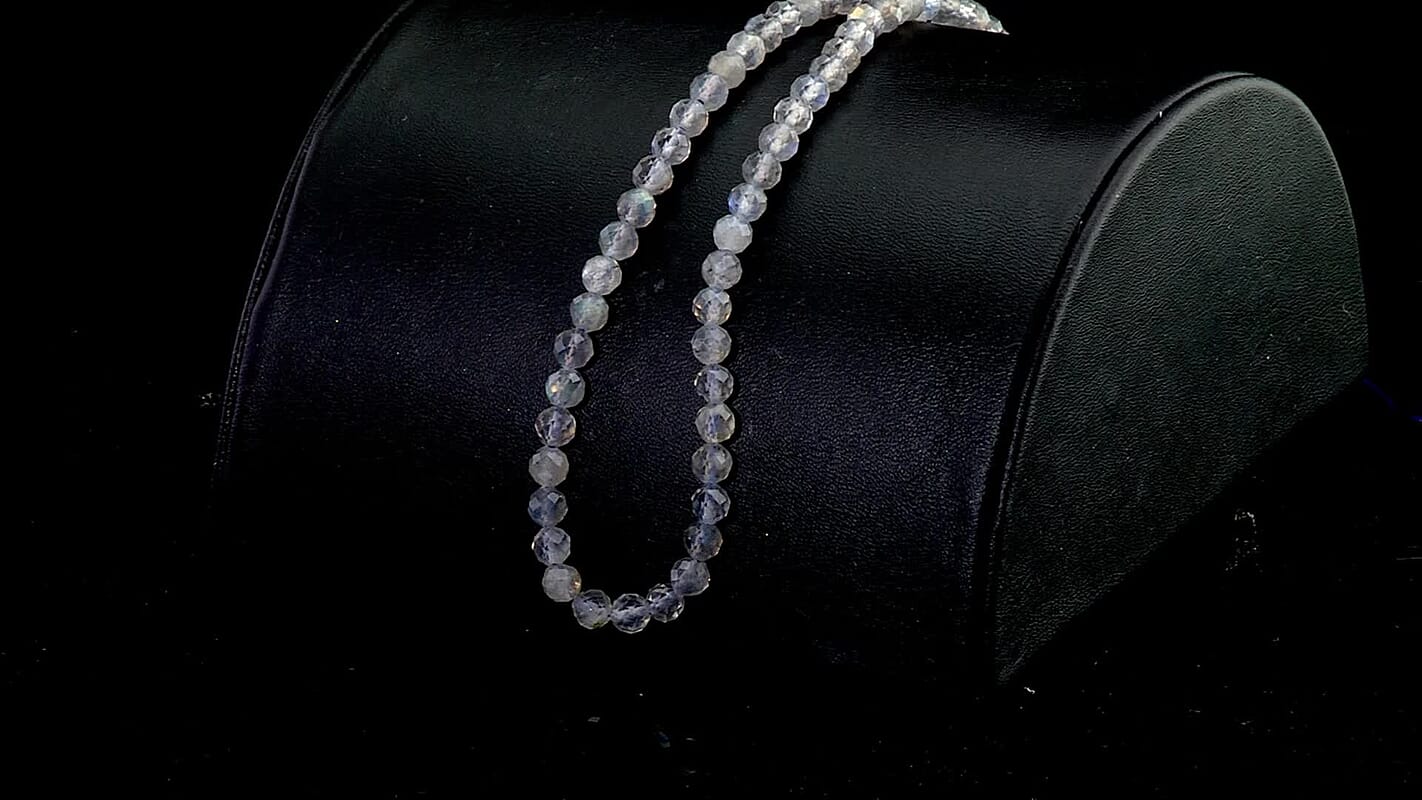 GCS 5mm Faceted Round Labradorite Beaded Necklace (15 Inches) 69.75 ctw