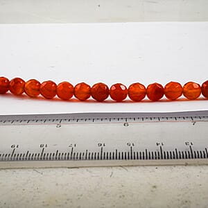 GCS 8mm Faceted Round Carnelian Beaded Strand (15 Inches) 163.70 ctw