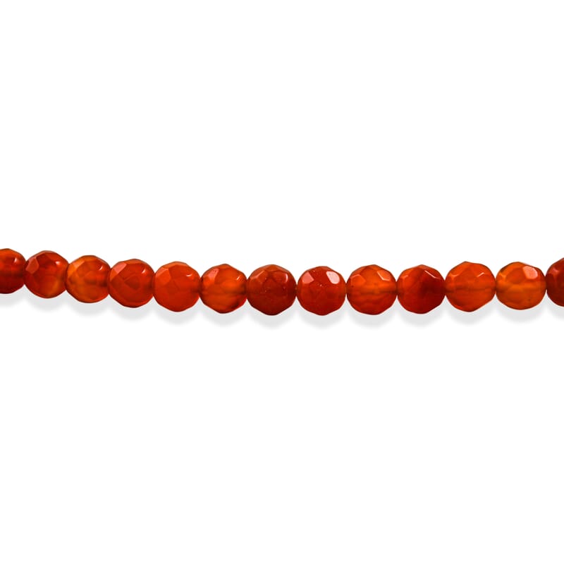 GCS 8mm Faceted Round Carnelian Beaded Strand (15 Inches) 163.70 ctw