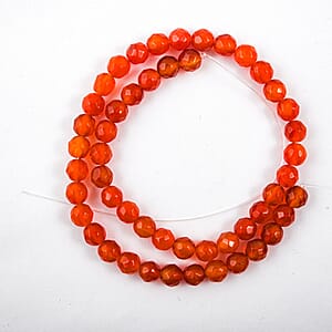 GCS 8mm Faceted Round Carnelian Beaded Strand (15 Inches) 163.70 ctw