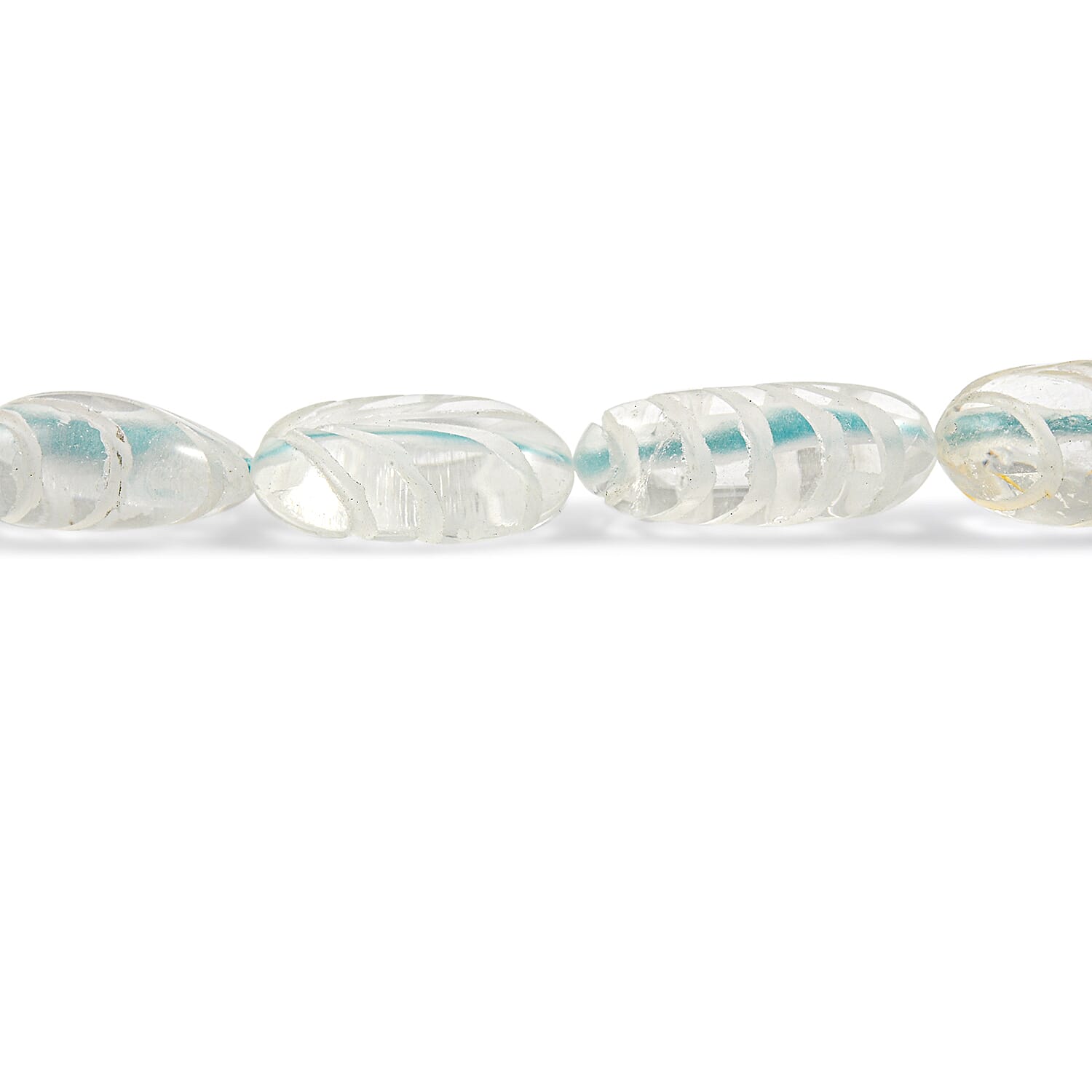 GCS Carved Oval Aquamarine Beaded Strand (15 Inches) 204.10 ctw