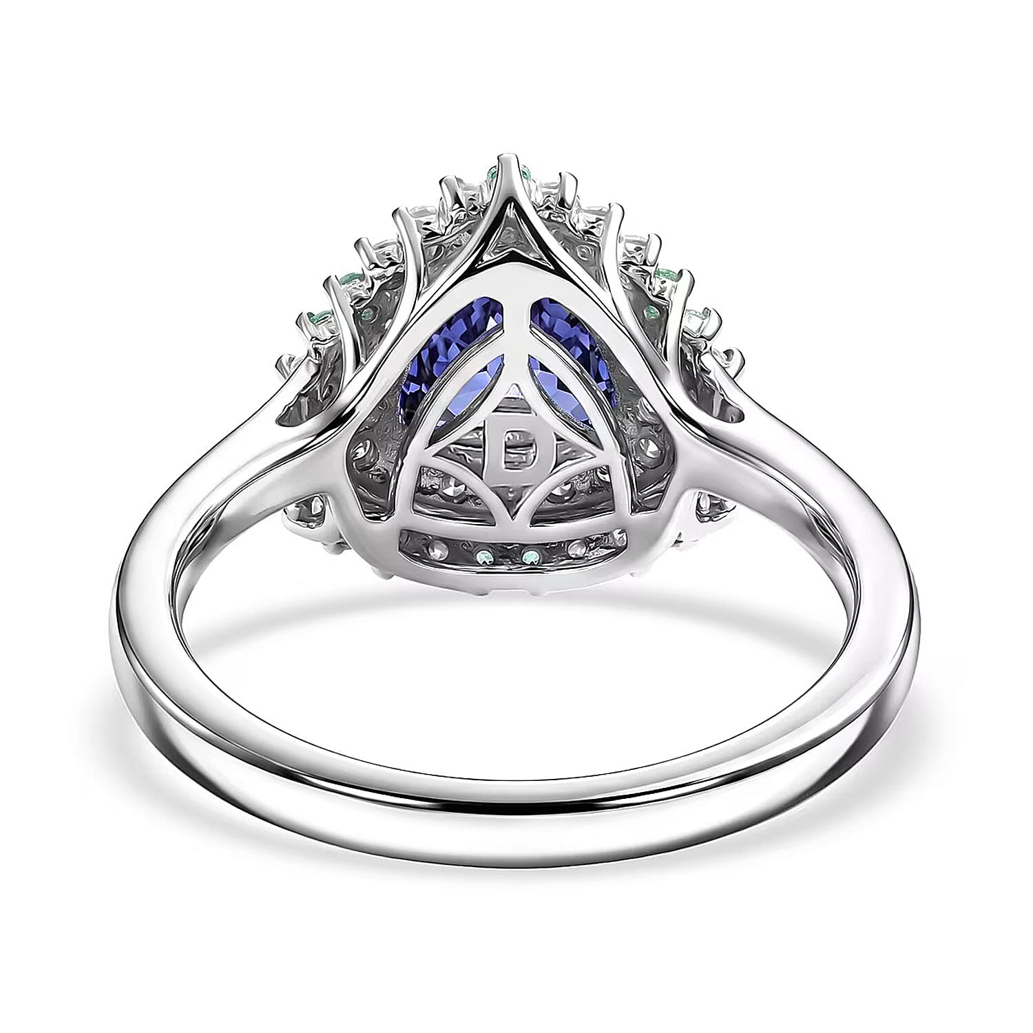 Certified & Appraised D'Joy Tanzanite and Multi Gemstone 1.80 ctw Ring in Rhodium Over Sterling Silver (Size 10.0)