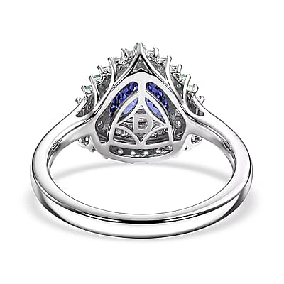 Certified & Appraised D'Joy Tanzanite and Multi Gemstone 1.80 ctw Ring in Rhodium Over Sterling Silver (Size 10.0)