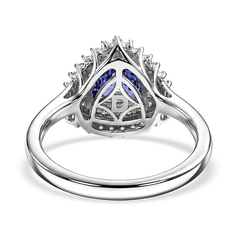 Certified & Appraised D'Joy Tanzanite and Multi Gemstone 1.80 ctw Ring in Rhodium Over Sterling Silver (Size 6.0)