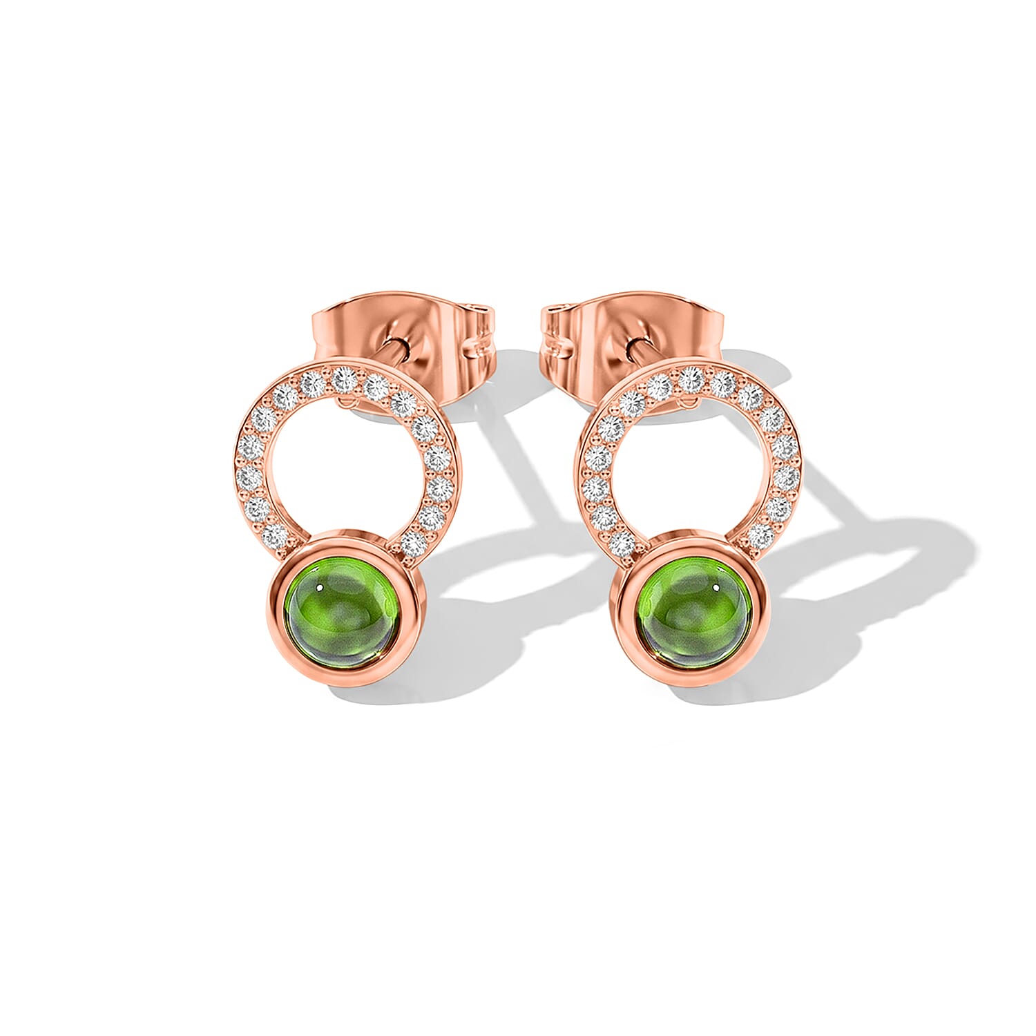 Chrome Diopside and Simulated Diamond 2.50 ctw Earrings in Rosetone