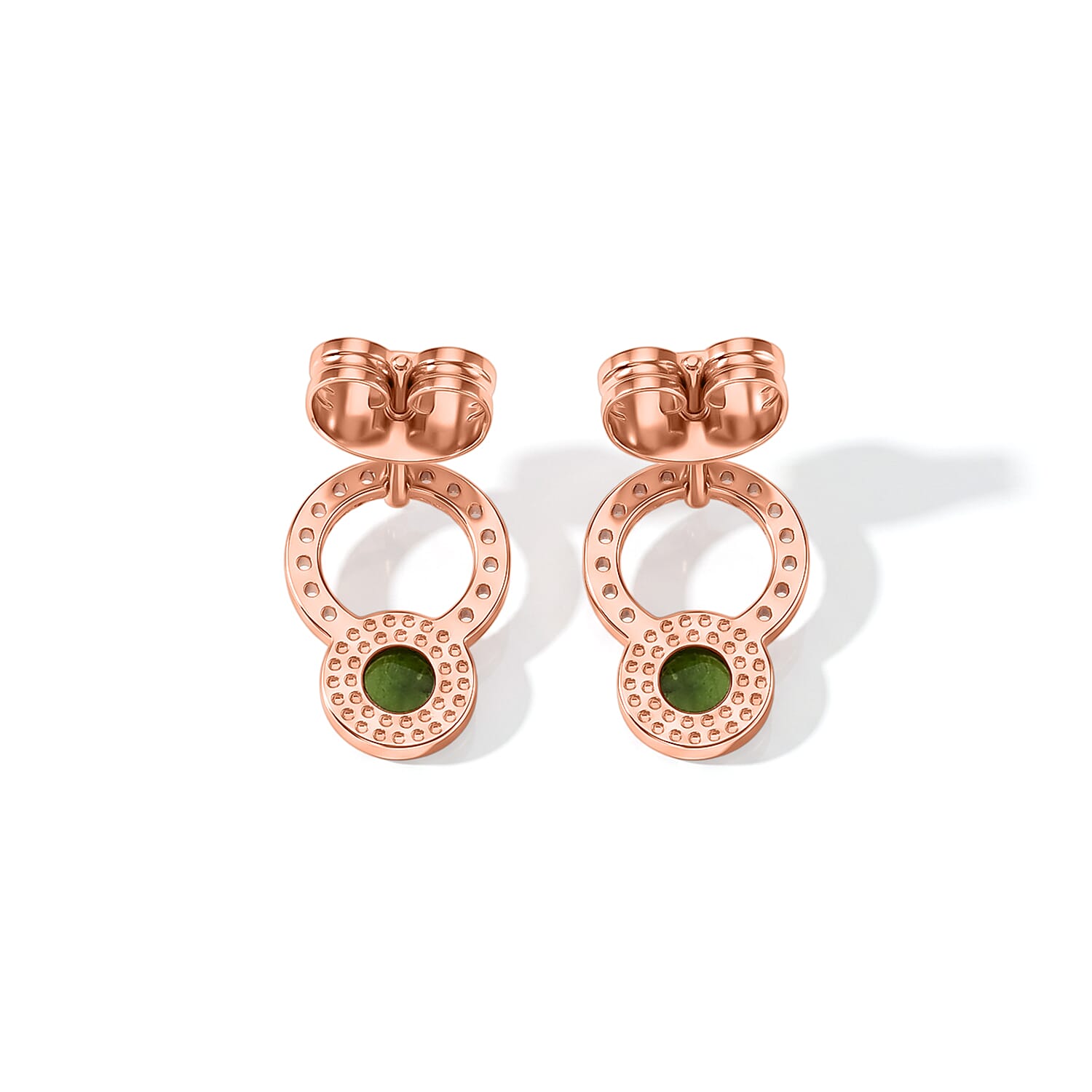 Chrome Diopside and Simulated Diamond 2.50 ctw Earrings in Rosetone
