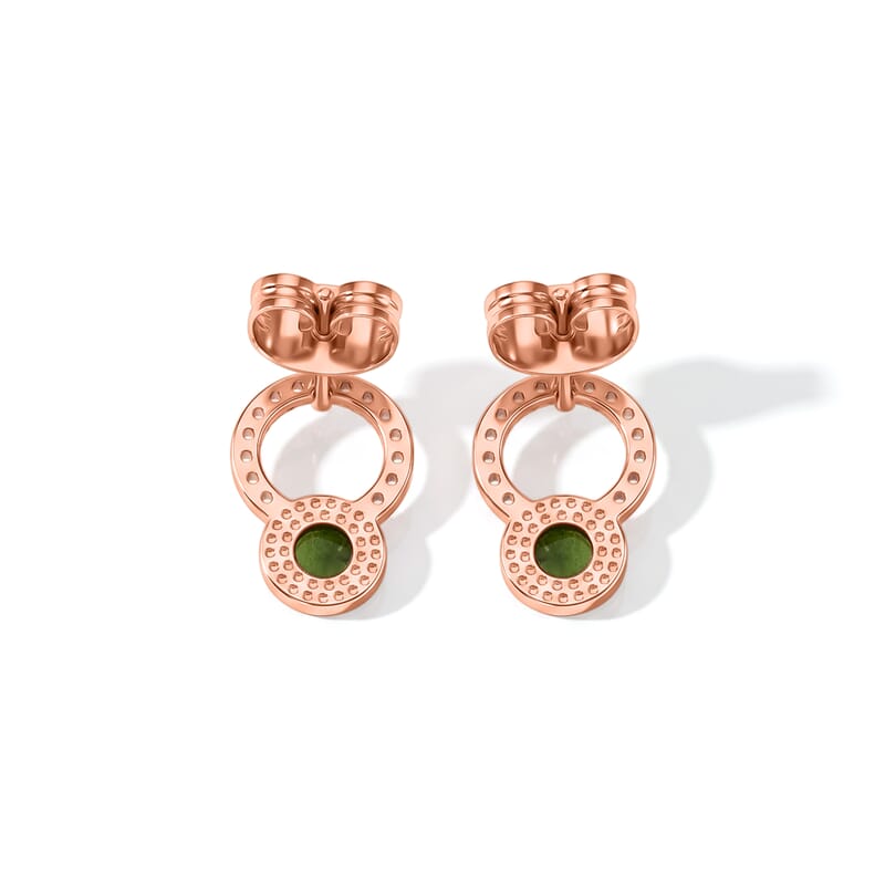 Chrome Diopside and Simulated Diamond 2.50 ctw Earrings in Rosetone