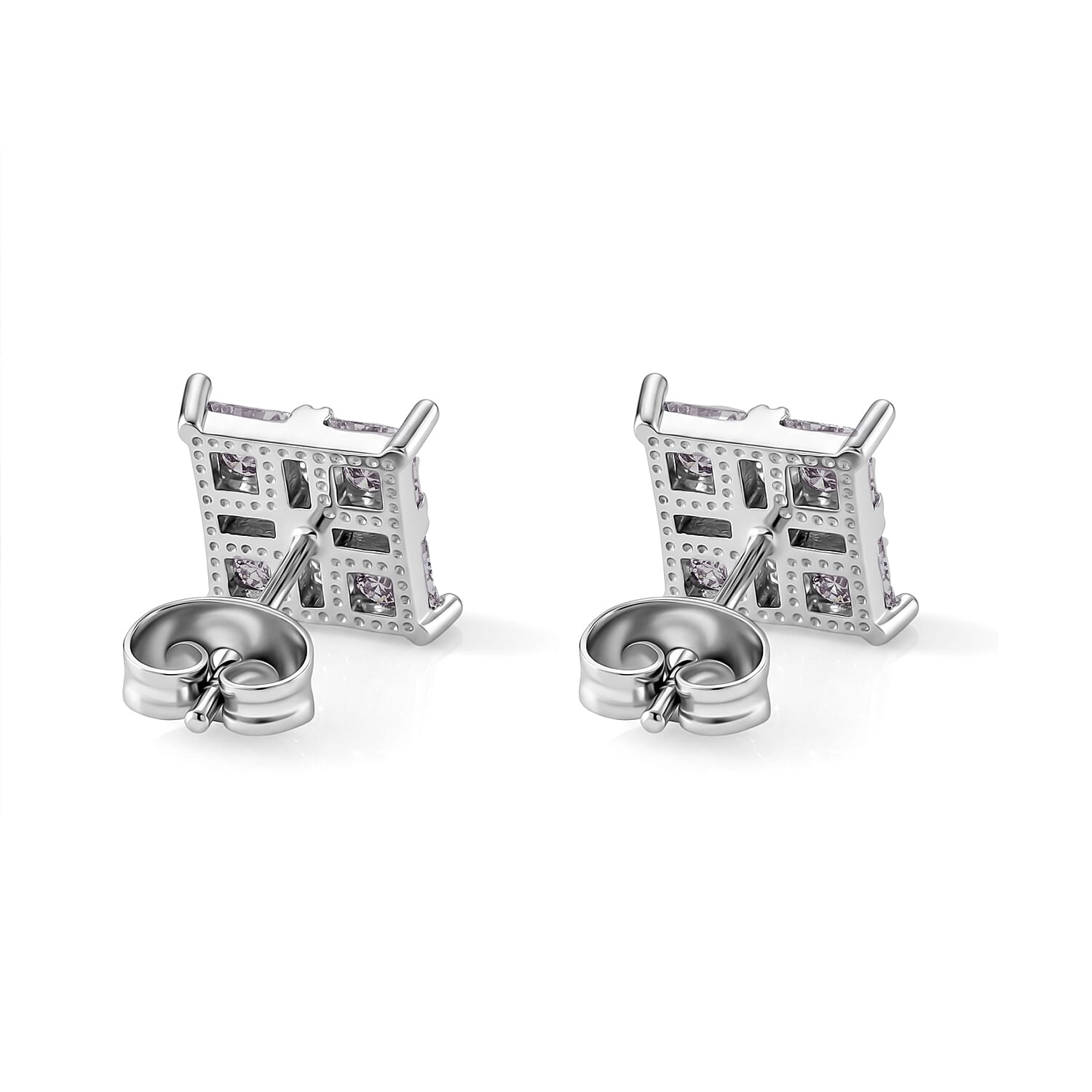 Mozambique Garnet and Simulated Diamond 2.50 ctw Earrings in Silvertone
