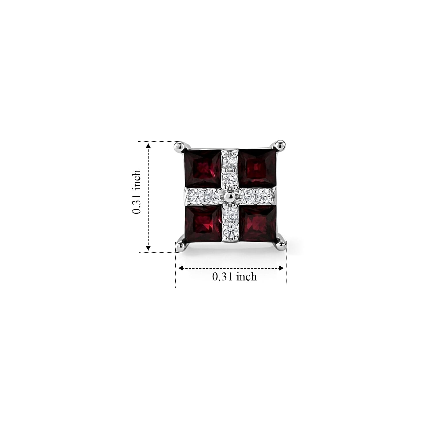 Mozambique Garnet and Simulated Diamond 2.50 ctw Earrings in Silvertone
