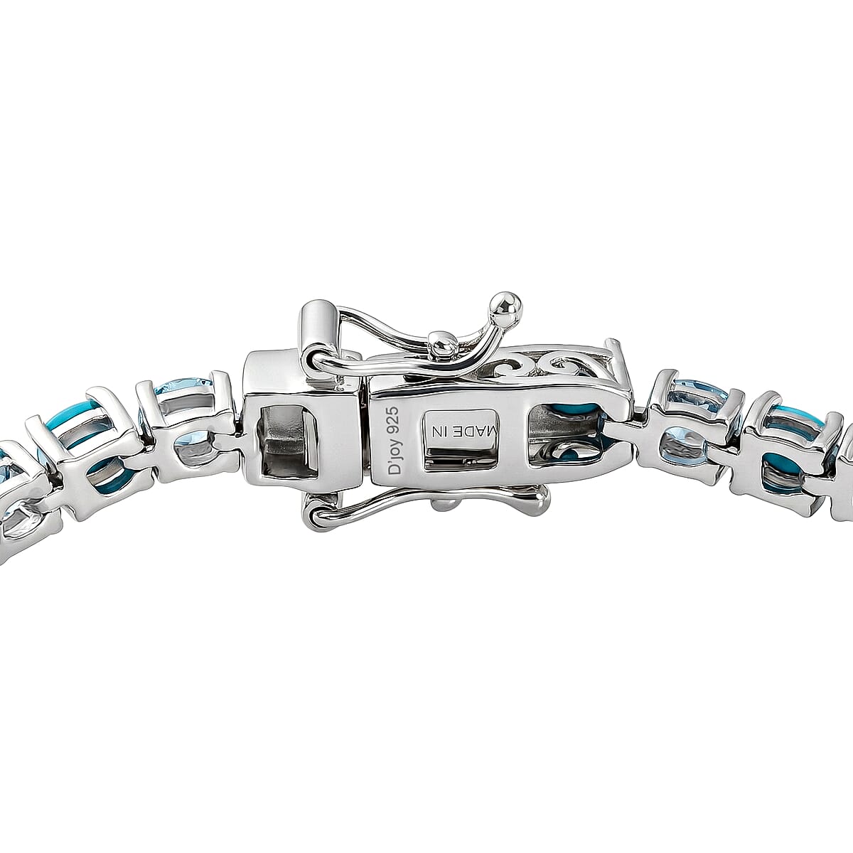 D'Joy Premium Sleeping Beauty Turquoise and Betroka Blue Apatite 7.15 ctw Azure Legacy Bracelet in Rhodium Over Sterling Silver (7.25 In) image number 3