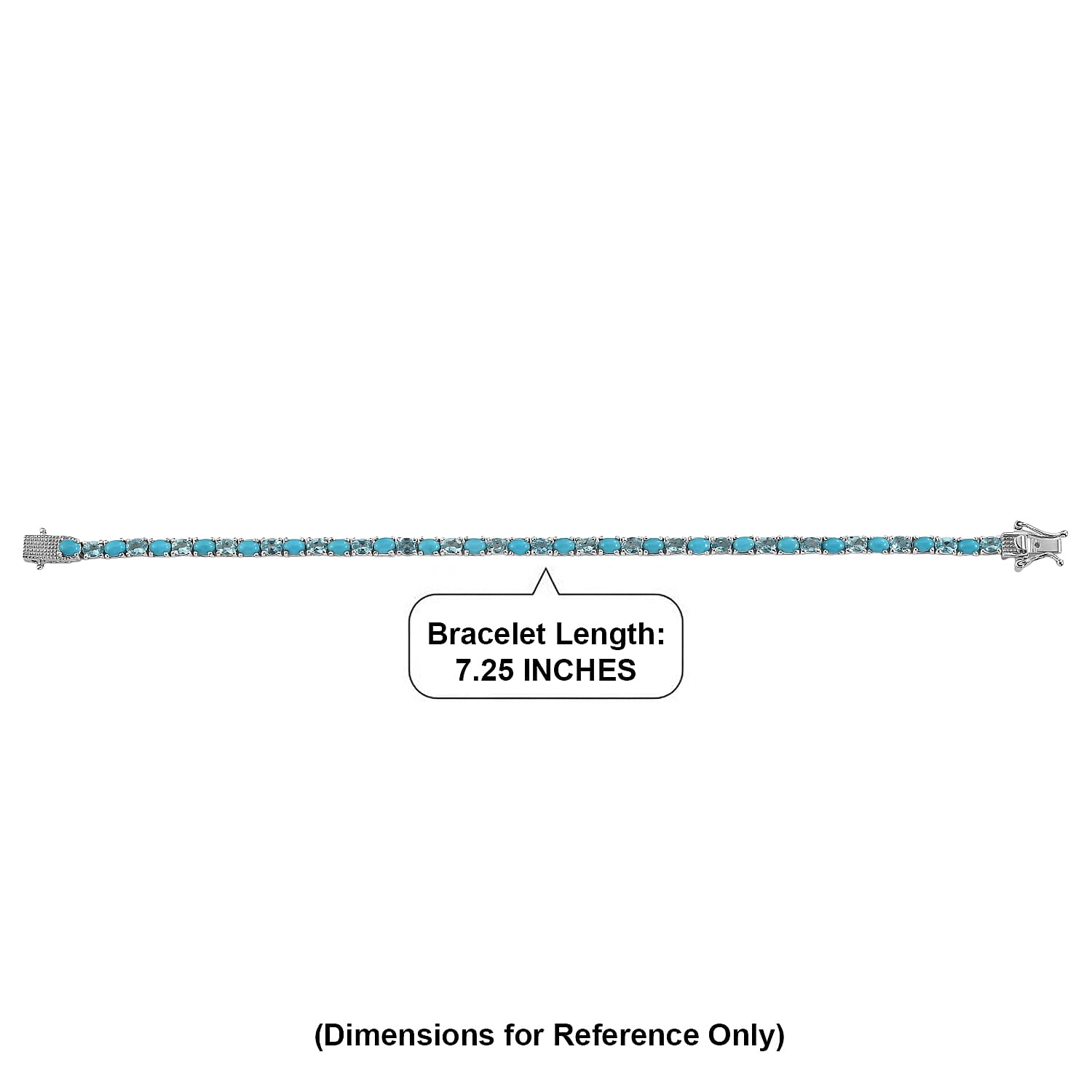 D'Joy Premium Sleeping Beauty Turquoise and Betroka Blue Apatite 7.15 ctw Azure Legacy Bracelet in Rhodium Over Sterling Silver (7.25 In)