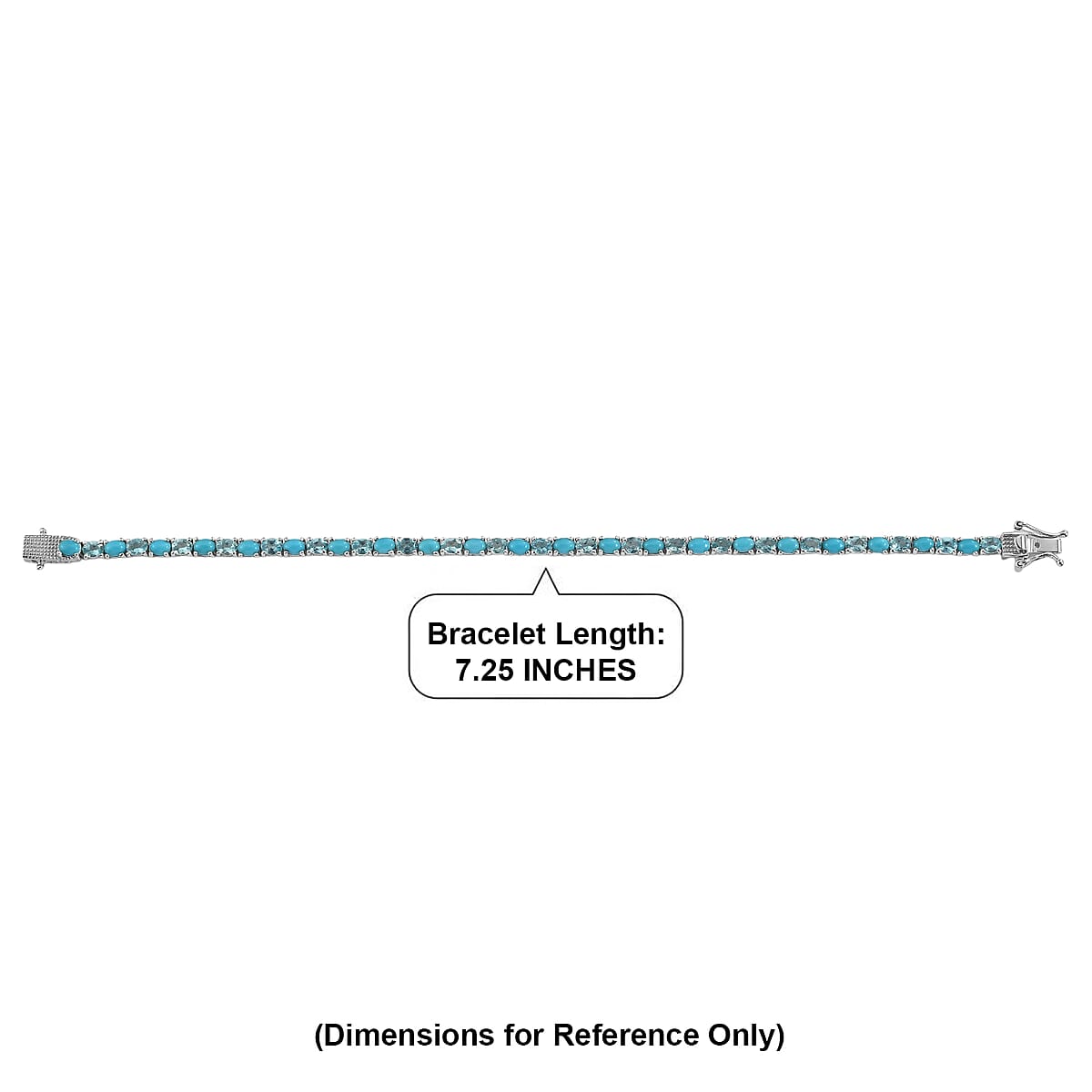 D'Joy Premium Sleeping Beauty Turquoise and Betroka Blue Apatite 7.15 ctw Azure Legacy Bracelet in Rhodium Over Sterling Silver (7.25 In) image number 4