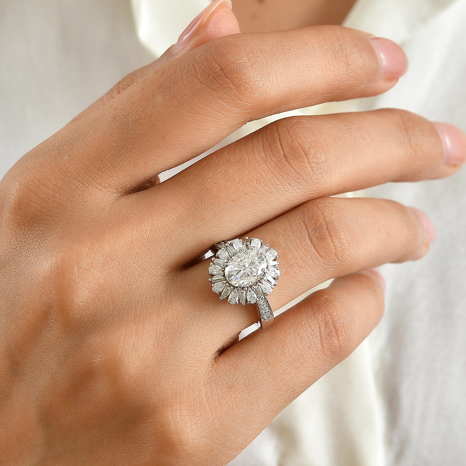 EverTrue Moissanite 3.00 ctw Ring in Platinum Bond (Size 5.0)