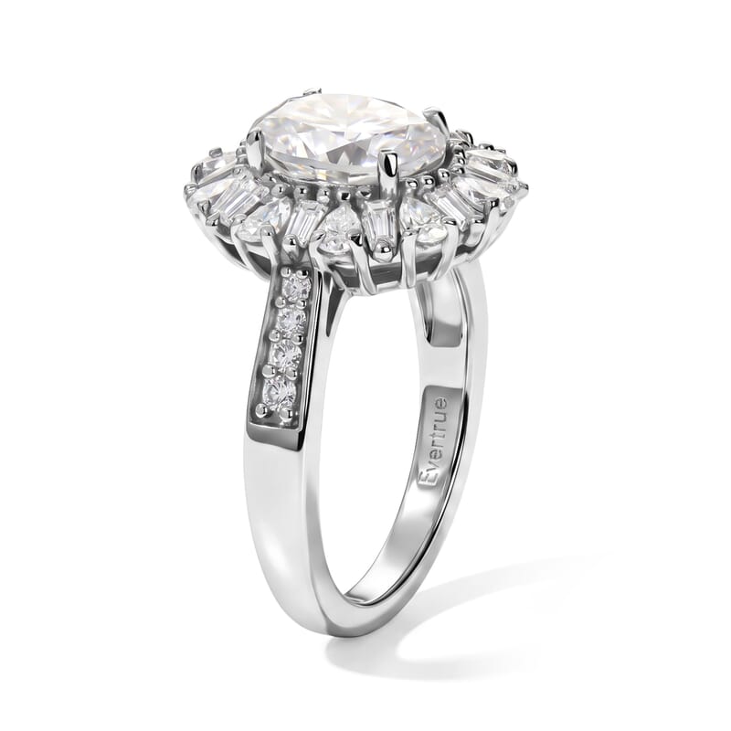 EverTrue Moissanite 3.00 ctw Vintage Halo Ring in Platinum Bond (Size 5.0)